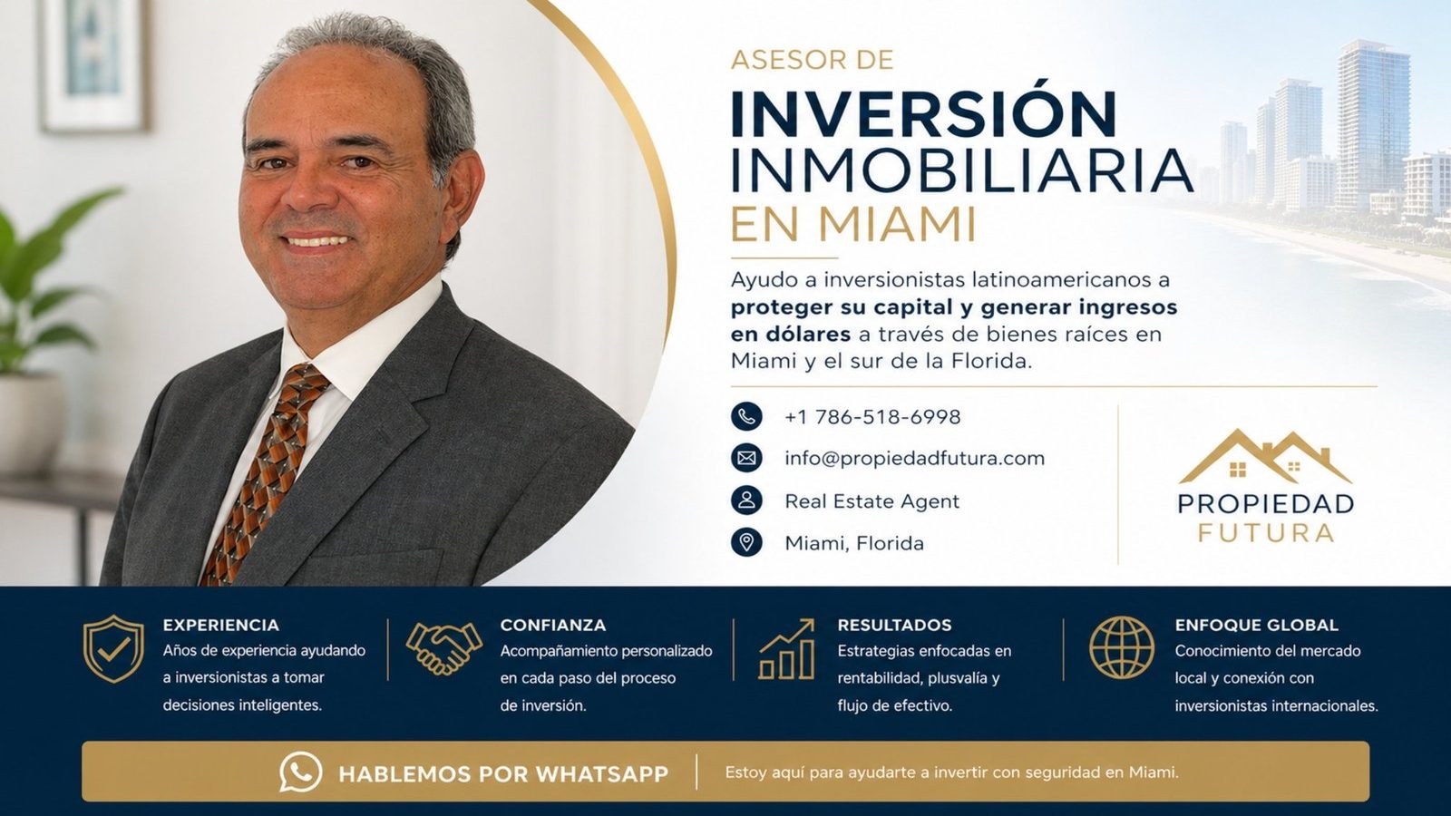 Luis Gonzalez · Asesor de Inversión Inmobiliaria en Miami · +1 786-518-6998